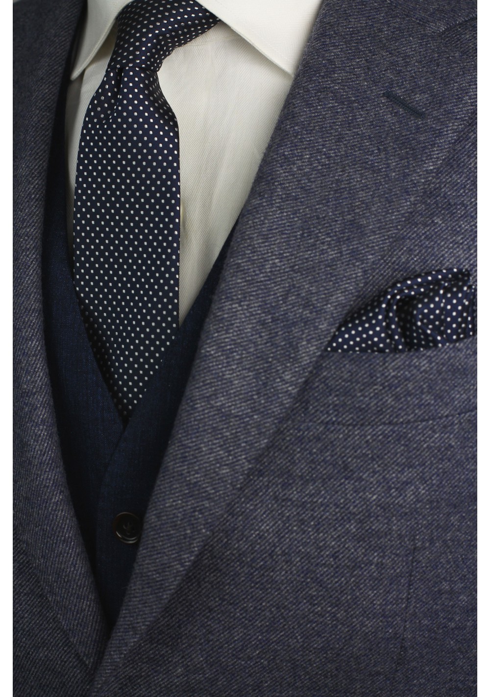 Narrow Pin Dot Tie in Midnight Blue | Bows-N-Ties.com