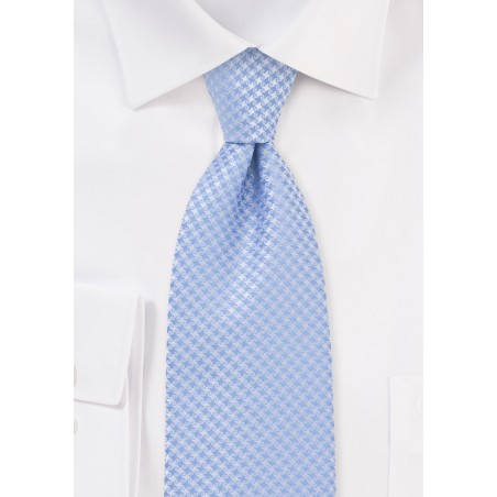 Traditionally Patterned Soft Blue Tie in XL Length
