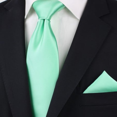Bright Mint Colored Tie in Long Length Styled