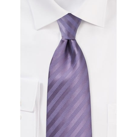Solid Striped Tie in Grayed Lilac