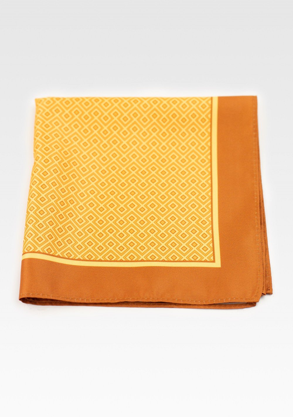 Geometric Print Suit Pocket Square in Gold and Yellow