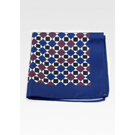 Navy and Wine Red Hanky in Retro Print