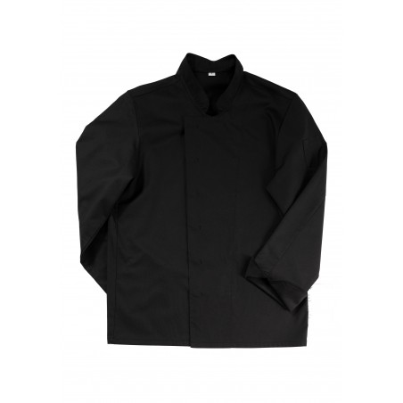Long Sleeve Mens Chef Coat in Black with Double Placket Flat