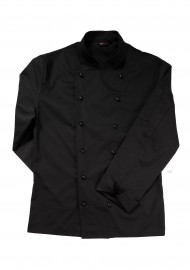 Long Sleeve Executive Chef Jacket in Black in Unisex Fit Flat