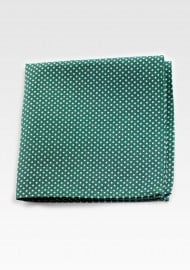 Cotton Pocket Square in Kelly Green with Micro Dots