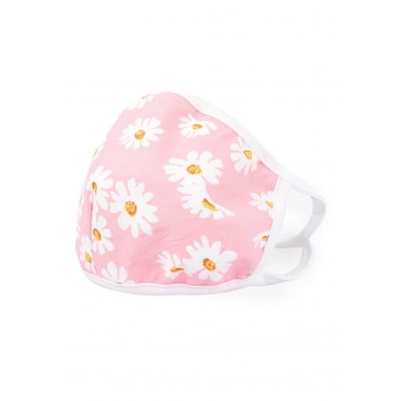pink floral face mask with filter in cotton