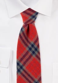 Tartan Plaid Tie in Crimson and Olive