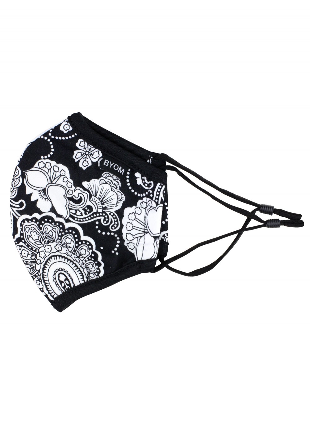 Bold Black and White Paisley Face Mask for Kids