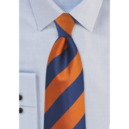 Navy and Orange Repp Textured XL Tie