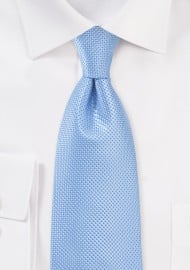 Solid Light Blue Tie with Textured Weave in XL Length