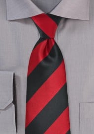 Wide Striped Tie in Black and Red