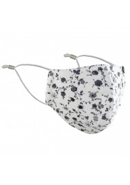 White Cotton Floral Mask with Blue Flowers