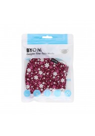 Wine Red and Pink Floral Face Mask in Bag