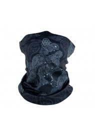 skull print neck gaiter in black and charcoal gray