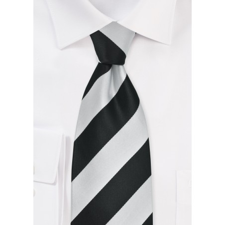 Elegnat Black and Silver Striped Mens Necktie