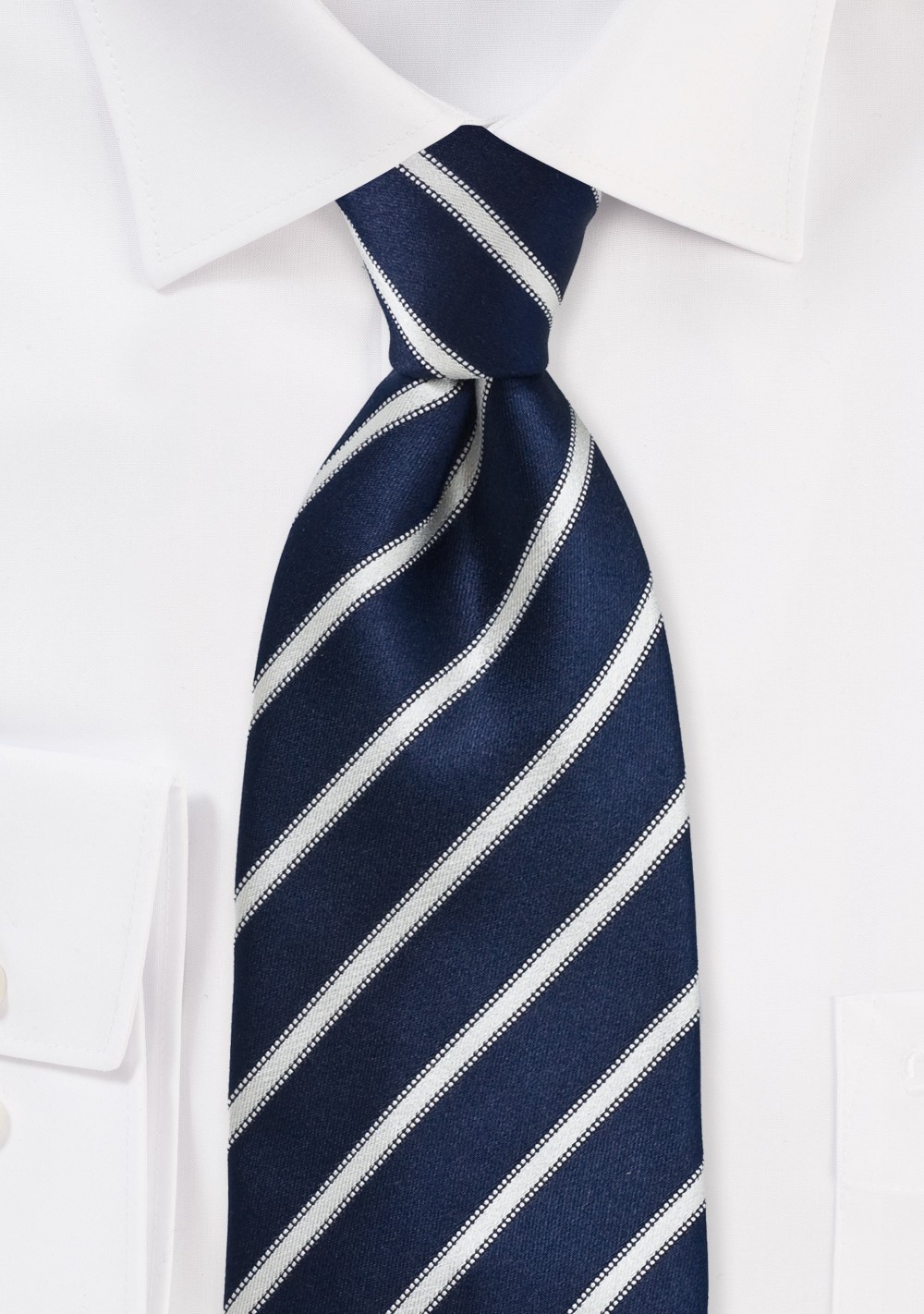 Striped Midnight Blue Tie in Extra Long