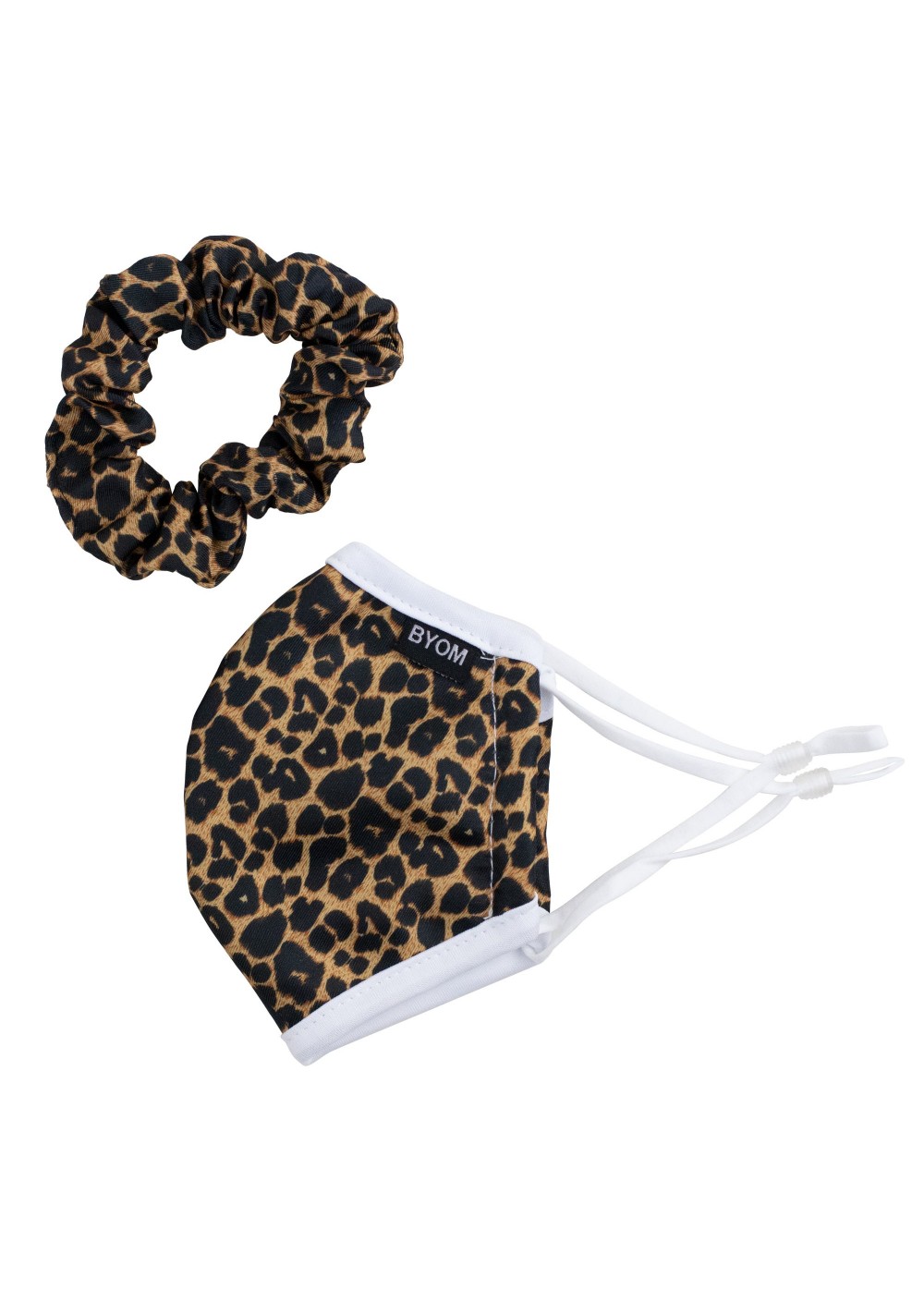cheetah print face mask and scrunchie set