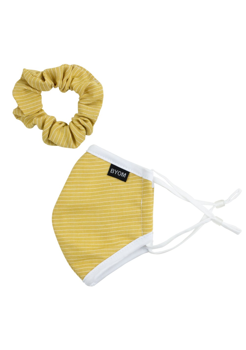 gold face mask for kids in cotton with scrunchie