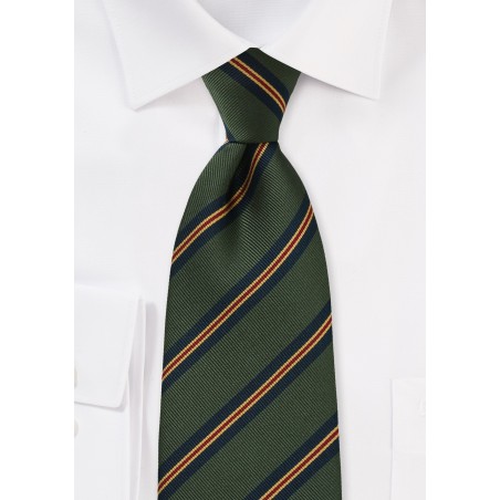 XL Length Regimental Tie in Dark Green