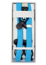 Cyan Blue Satin Fabric Suspenders in Box