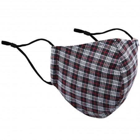 Fall Tartan Check Mask in Black, Silver, Red