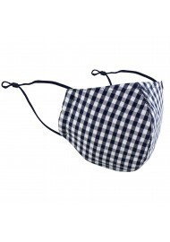 Navy Gingham Check Filter Face Mask