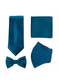 Teal Blue Mask and Tie Set