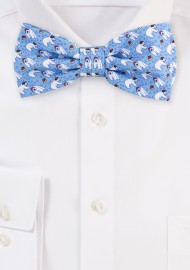 Bow Tie with Polar Bears in Ice Blue