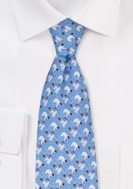 Necktie with Polar Bears in Ice Blue