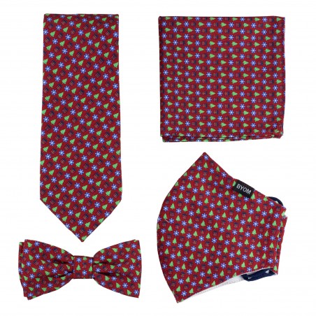 Mens Mask and Tie Set in Christmas Gift Wrap Print