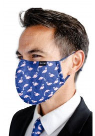 Flamingo Print Filter Mask in Navy and Pink Styled