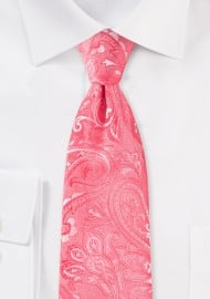 Kids Tie in Coral with Paisley Design