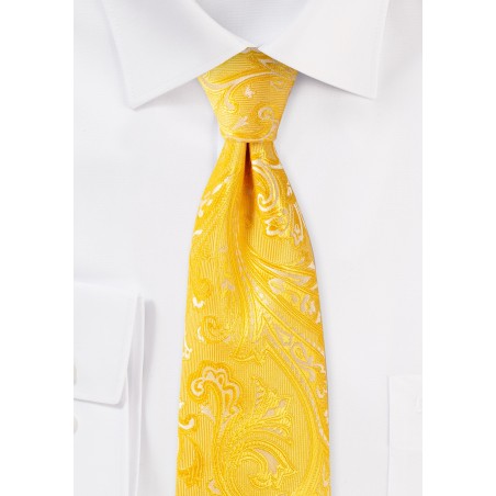 Kids Paisley Tie in Canary Yellow