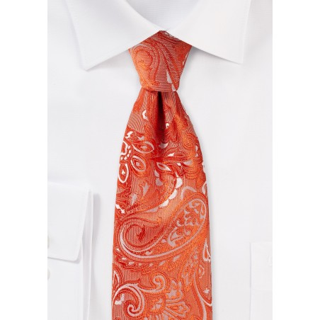 Kids Paisley Tie in Tiger Lilly Red