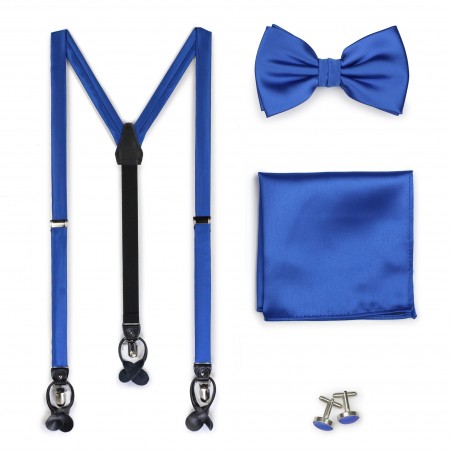 Azure Blue Bowtie and Suspender Set