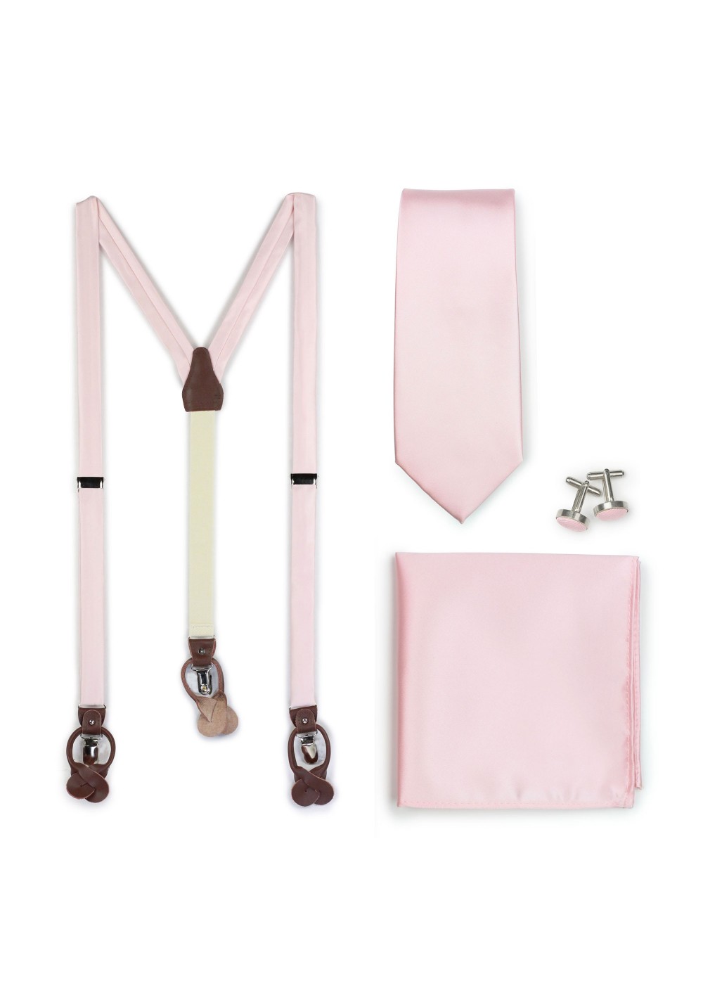 Blush Suspender and Necktie Wedding Gift Set