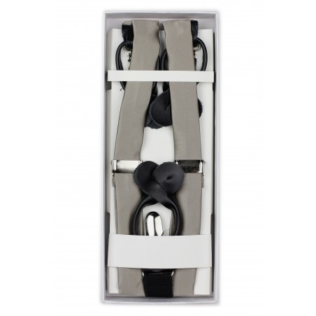 Elegant Silver Suspenders in Box