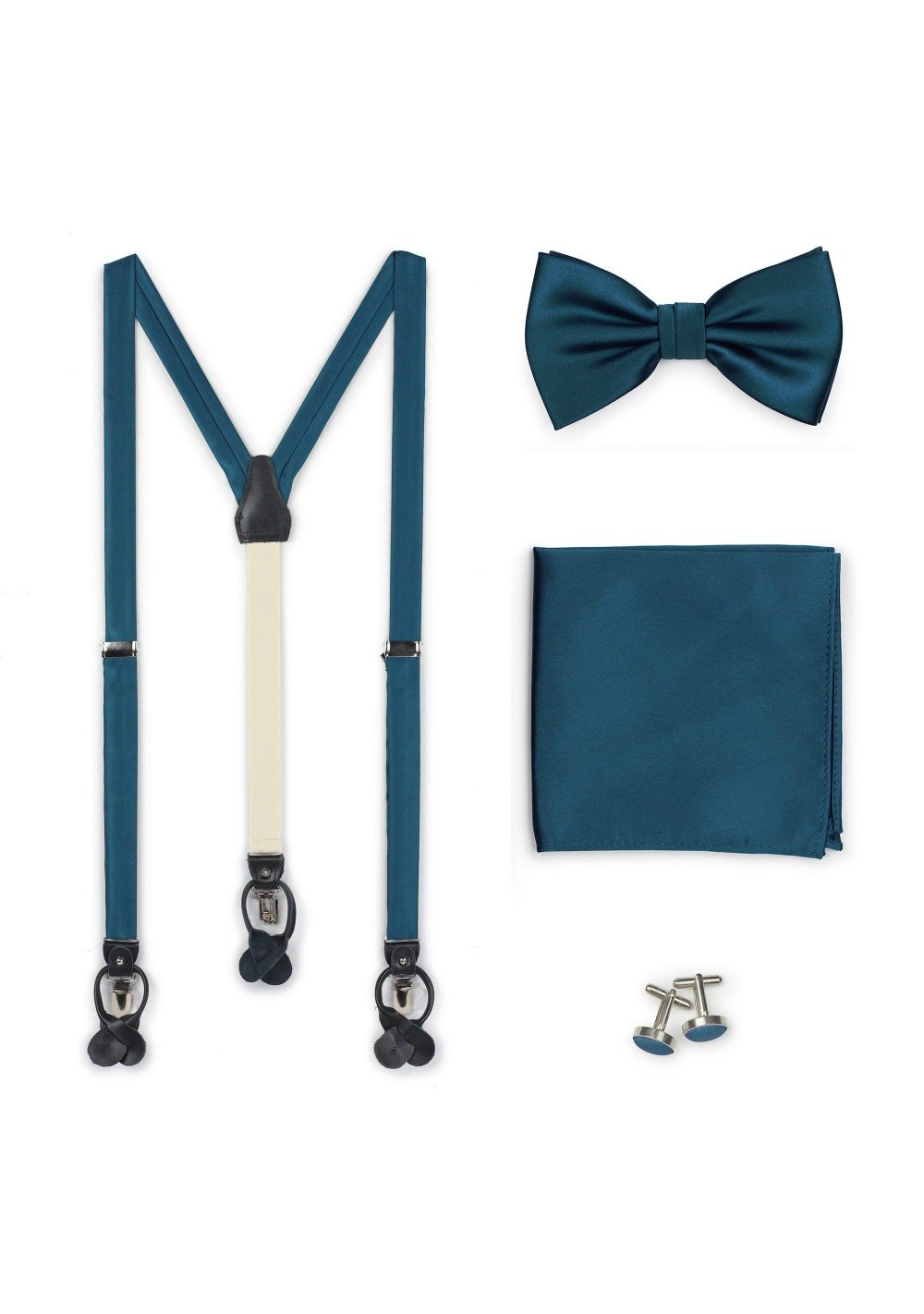 Suspender Bow Tie Gift Set in Teal Blue