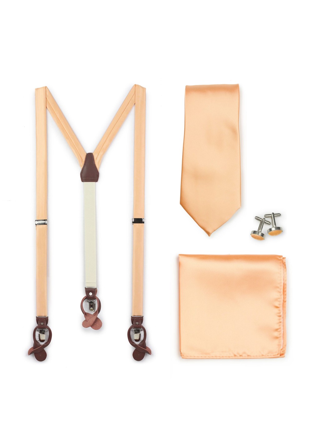 Peach Apricot Suspender Necktie Set