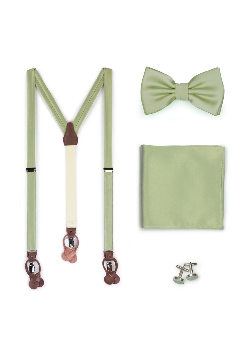 Suspender Bowtie Set in Sage Green