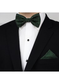 Pine Green Paisley Bowtie Set Styled