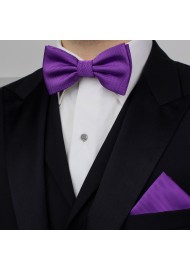 Violet Purple Bow Tie Set in Matte Textured Weave Styled
