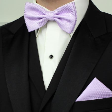 Lavender BowTie Set in Matte Weave Styled