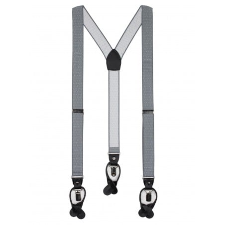 Silver gray pin dot dress suspenders for men