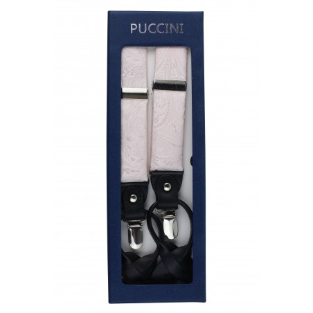 Blush Pink Paisley Suspenders in Box