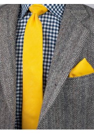 Matte Skinny Tie Set in Marigold Styled