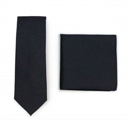 Matte Black Skinny Tie Set