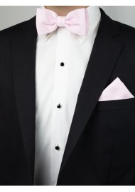 Linen Texture BowTie Set in Blush Styled on Tux Jacket