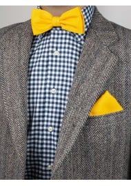 Mens Bow Tie Set in Marigold Yellow