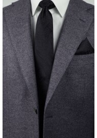 Wedding Paisley Tie and Pocket Square Set in Jet Black Styled with Suit Jacket